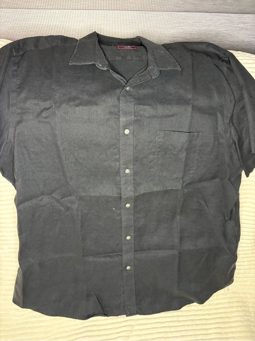 UNTUCKit Shirt Mens XXL Black 100% Linen Wrinkle Resistant Short Sleeve Casual